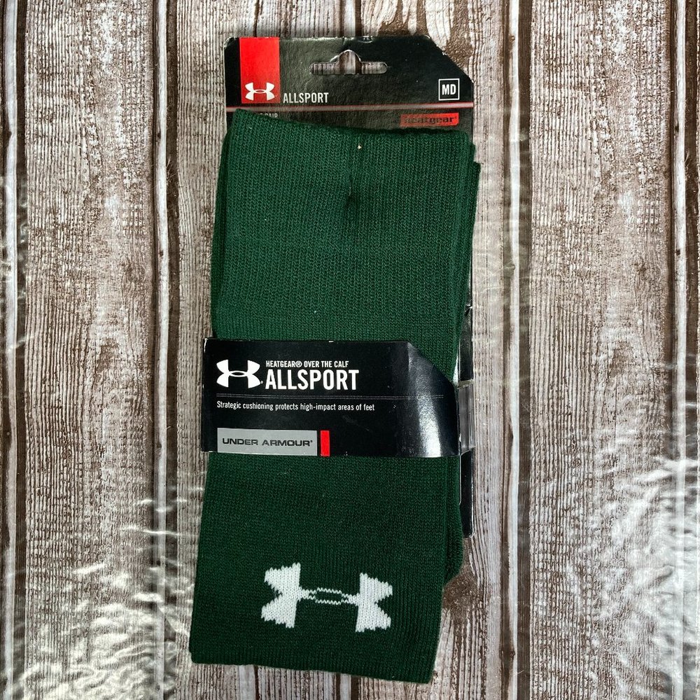 UNDER ARMOUR ALLSPORT Heatgear Over The Calf Socks Unisex M Forest Green NWT - Picture 3 of 4